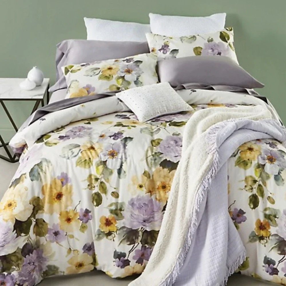 Hudson Bay Boutique Floral Cotton Queen Duvet Cover Set 3 Piece